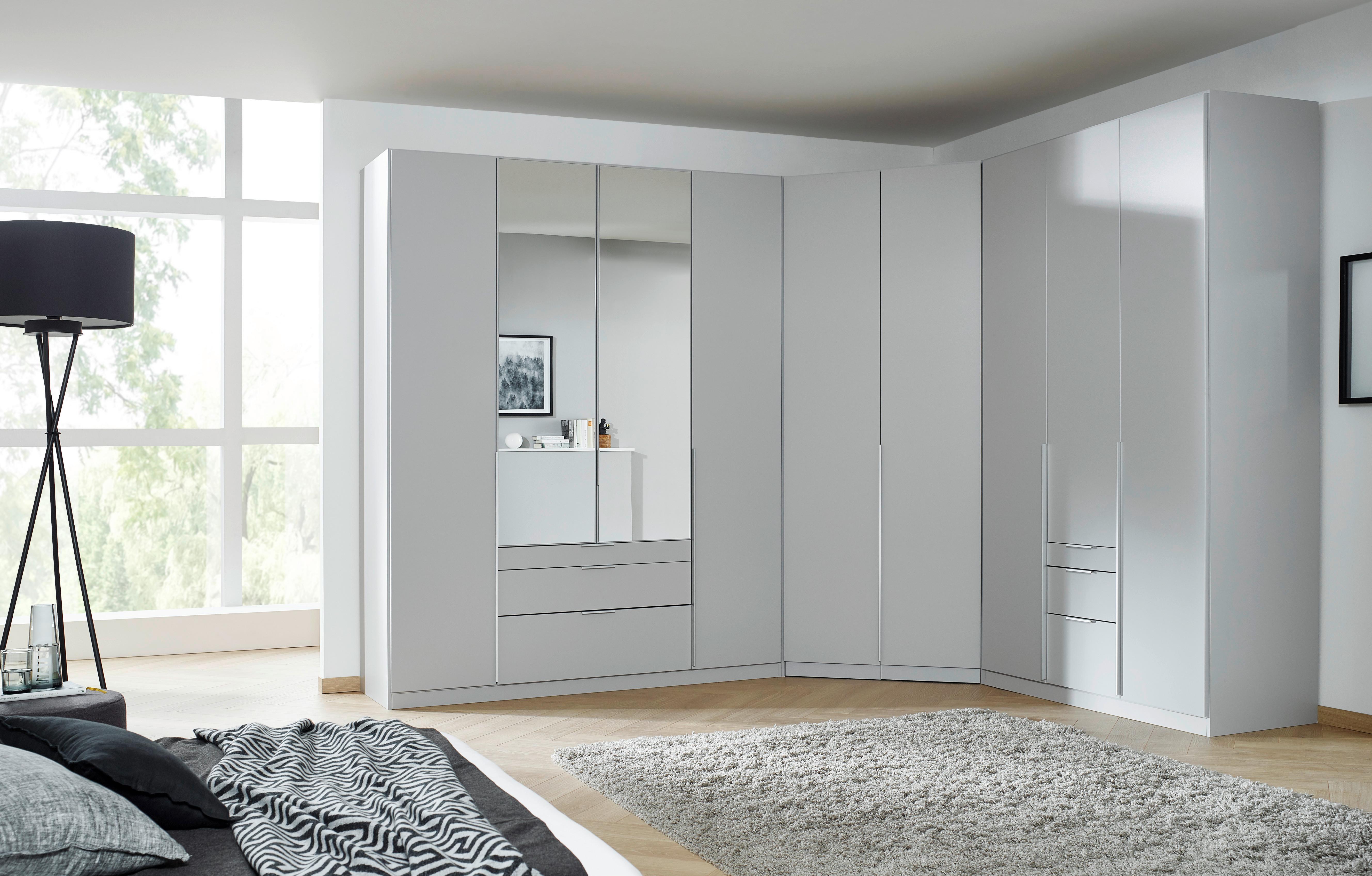 Drehtürenschrank Mit Spiegel B: 181 Cm Alabama Hellgrau - Silberfarben/Hellgrau, MODERN, Holzwerkstoff (181/229/54cm)