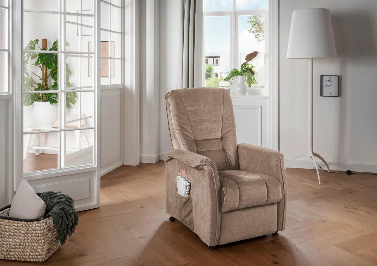 Fernsehsessel Harry Hellbraun B: 77 cm - Hellbraun/Schwarz, Design, Textil (77/107/88cm) - Livetastic