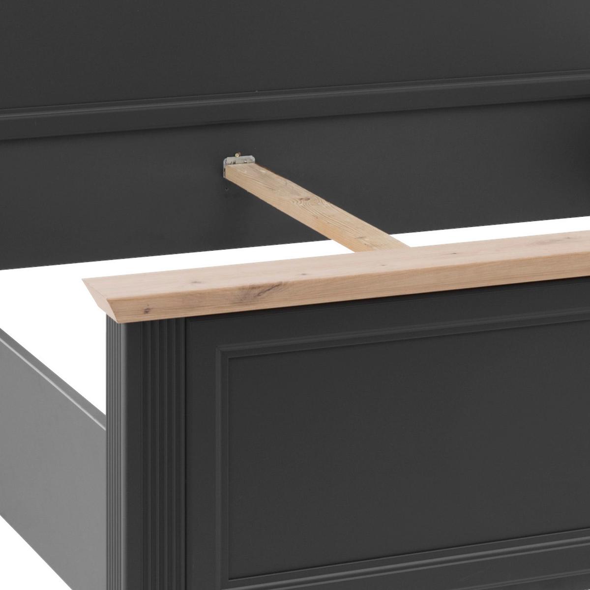 Doppelbett Landhaus-stil 180x200 Jasmin Ii Graphitfarb. - Graphitfarben/Schwarz, LIFESTYLE, Holzwerkstoff (180/200cm)