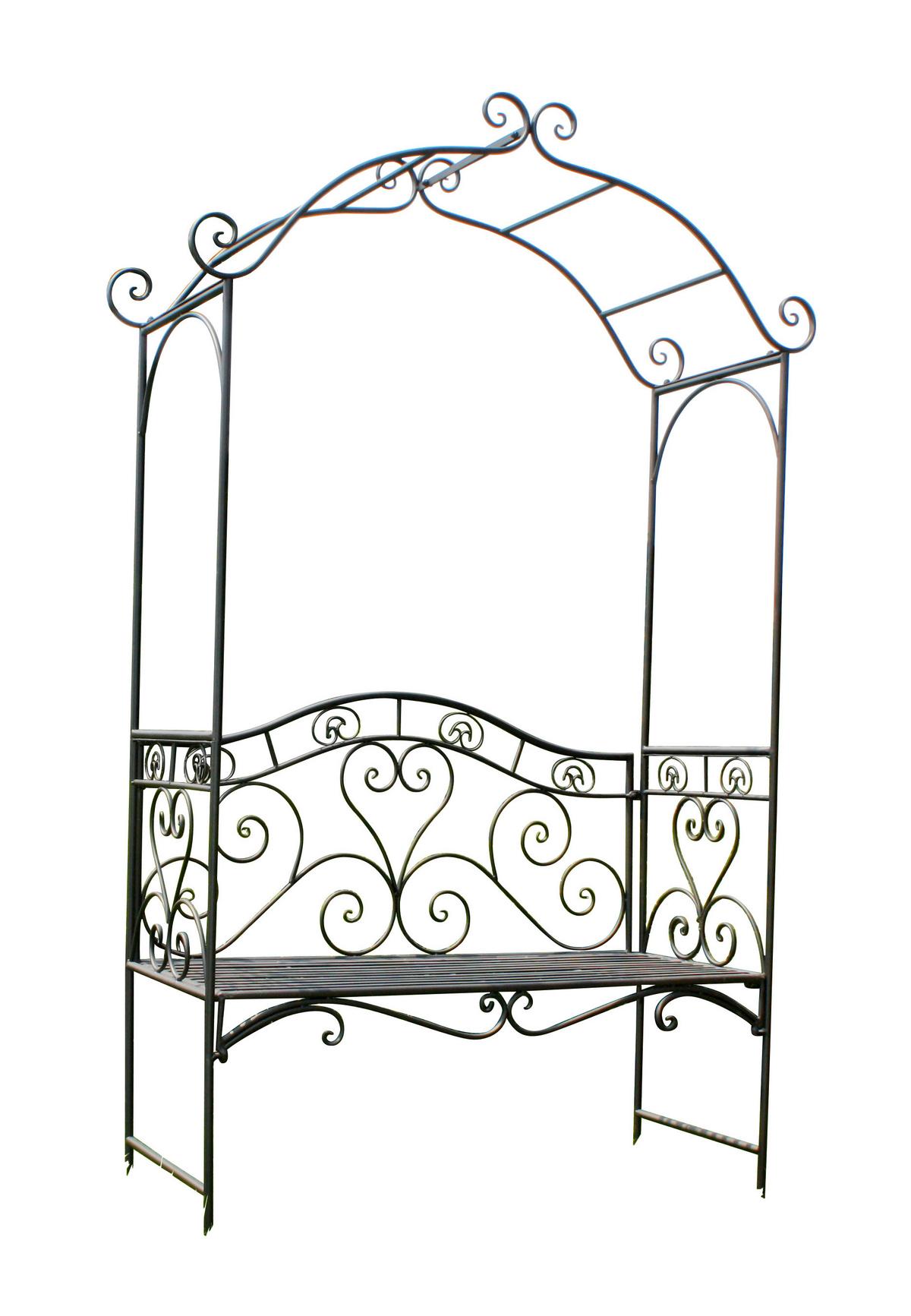 Gartenbank Stahl 2-Sitzer Colima mit Rosenbogen - Schwarz, MODERN, Metall (124/200/48cm)