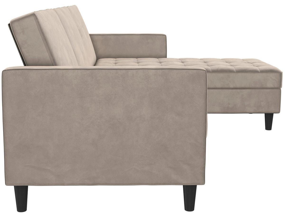 Ecksofa Palermo Taupe, mit Stauraum - Taupe/Schwarz, Basics, Textil (213/154cm) - Livetastic