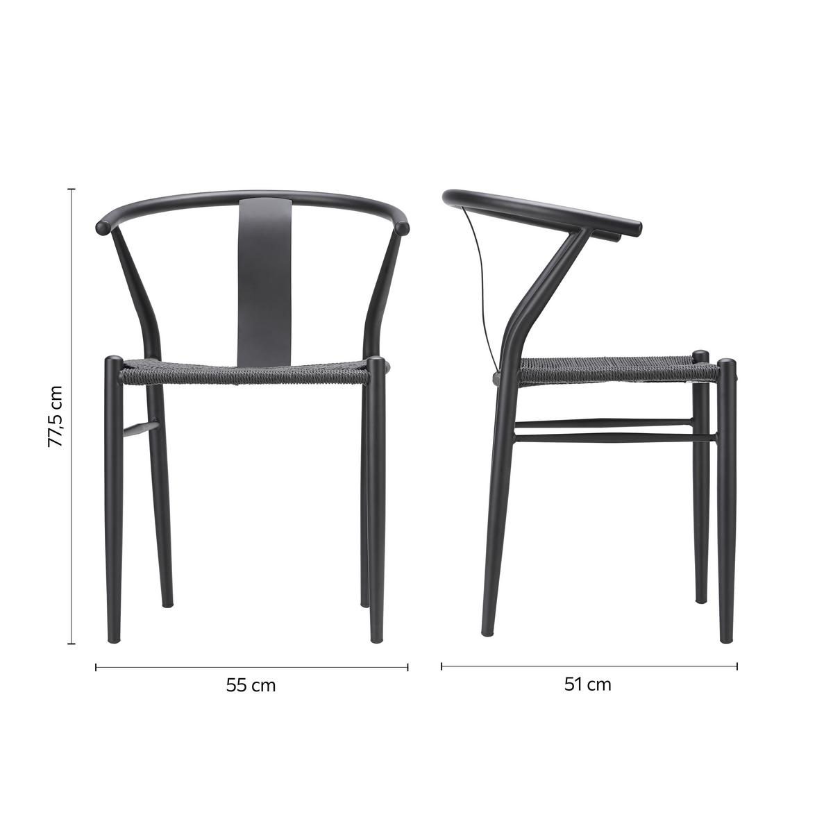 Kovová jedálenská stolička MONIKA čierna - čierna, Modern, kov (55/77,5/51cm) - Bessagi Home