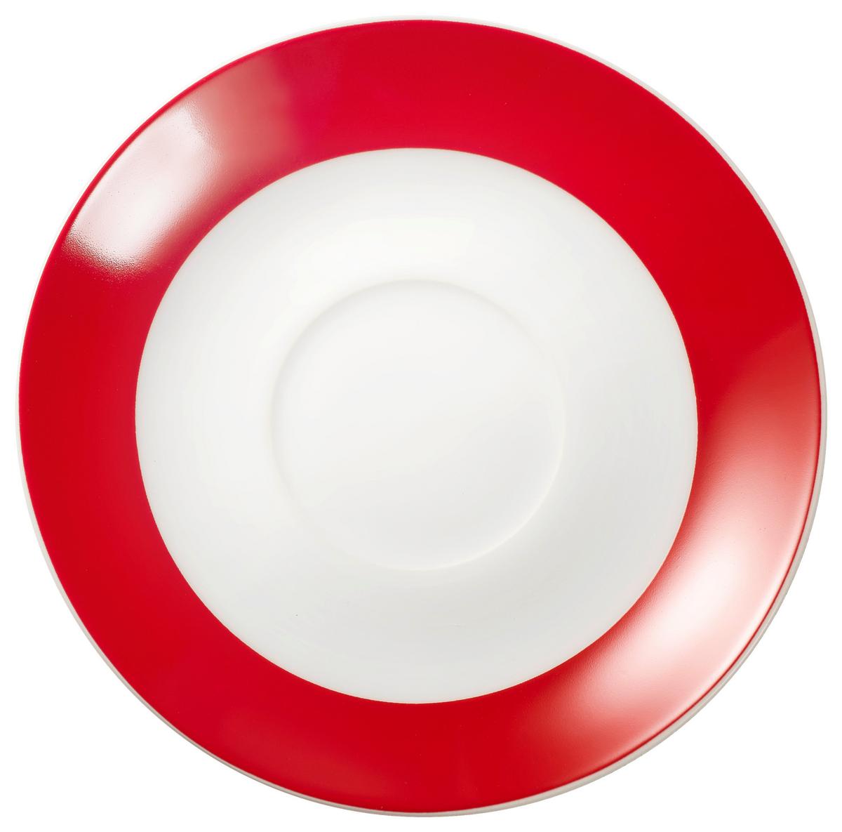 Untertassenset Rot Weiß 6-teilig D: 14,5 cm - Rot/Weiß, Basics, Keramik (14,5cm) - Van Well