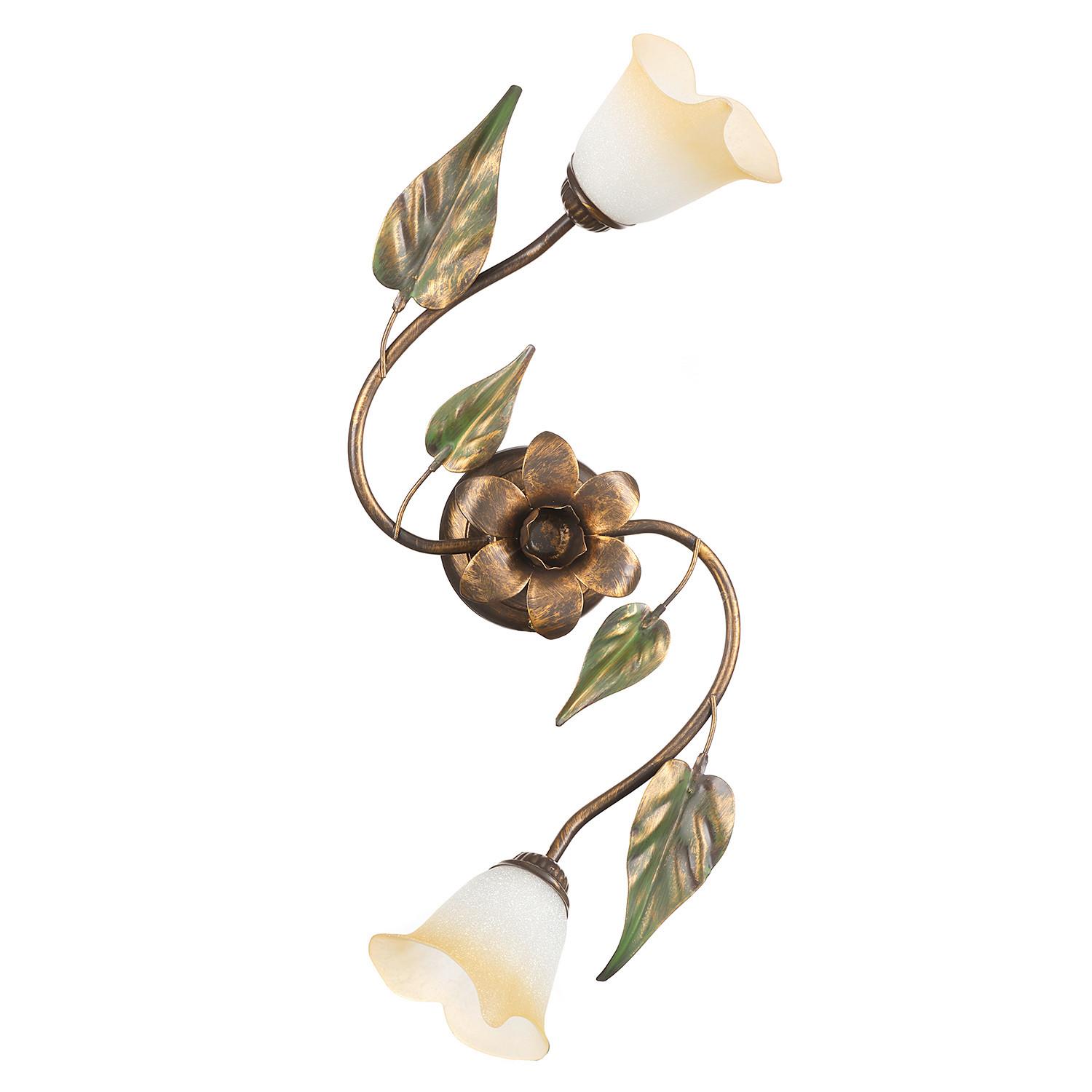 DECKENLEUCHTE 4620/PL2 MIRANDA - Bronzefarben/Olivgrün, Natur, Glas/Metall (70/28/28cm)