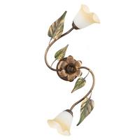 DECKENLEUCHTE 4620/PL2 MIRANDA - Bronzefarben/Olivgrün, Natur, Glas/Metall (70/28/28cm)