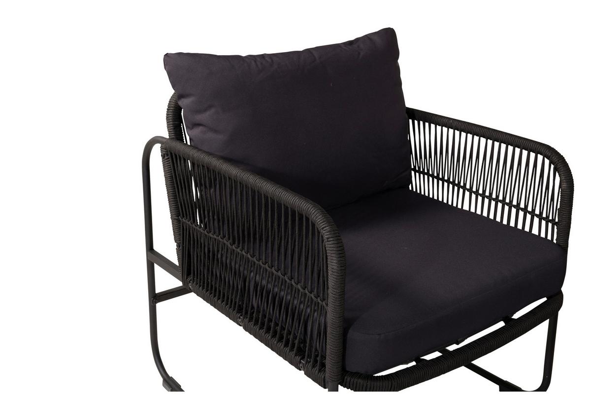 Loungegarnitur Utah - Schwarz, KONVENTIONELL, Textil/Metall - Gardenson