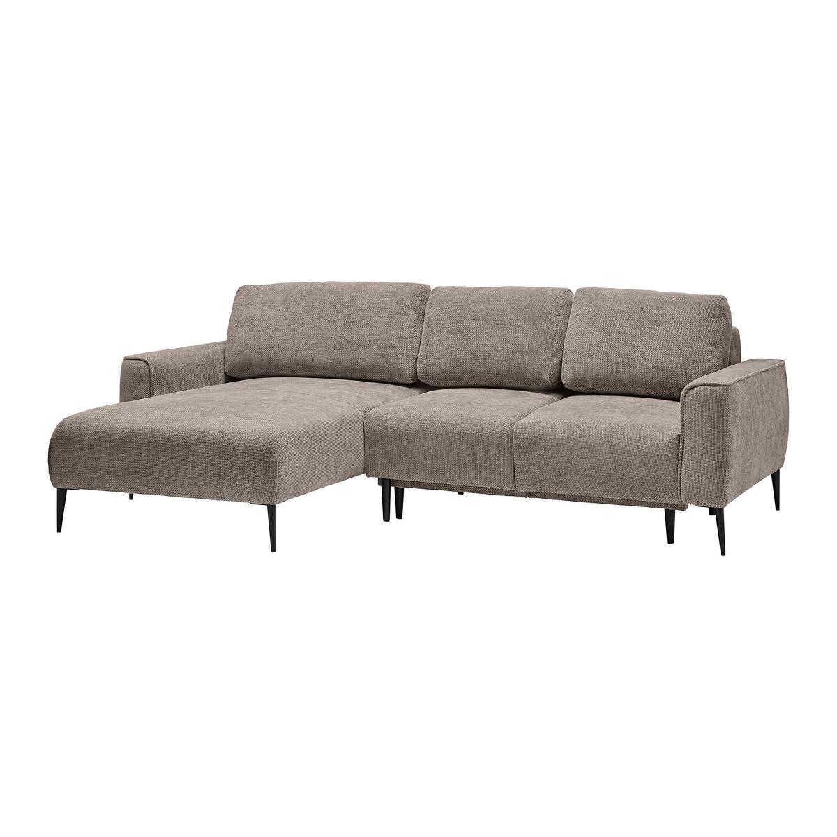 Rohová sedačka CUSTOM, levá, béžová žinylka - černá/béžová, Moderní, kov/textil (164/255cm) - Mömax