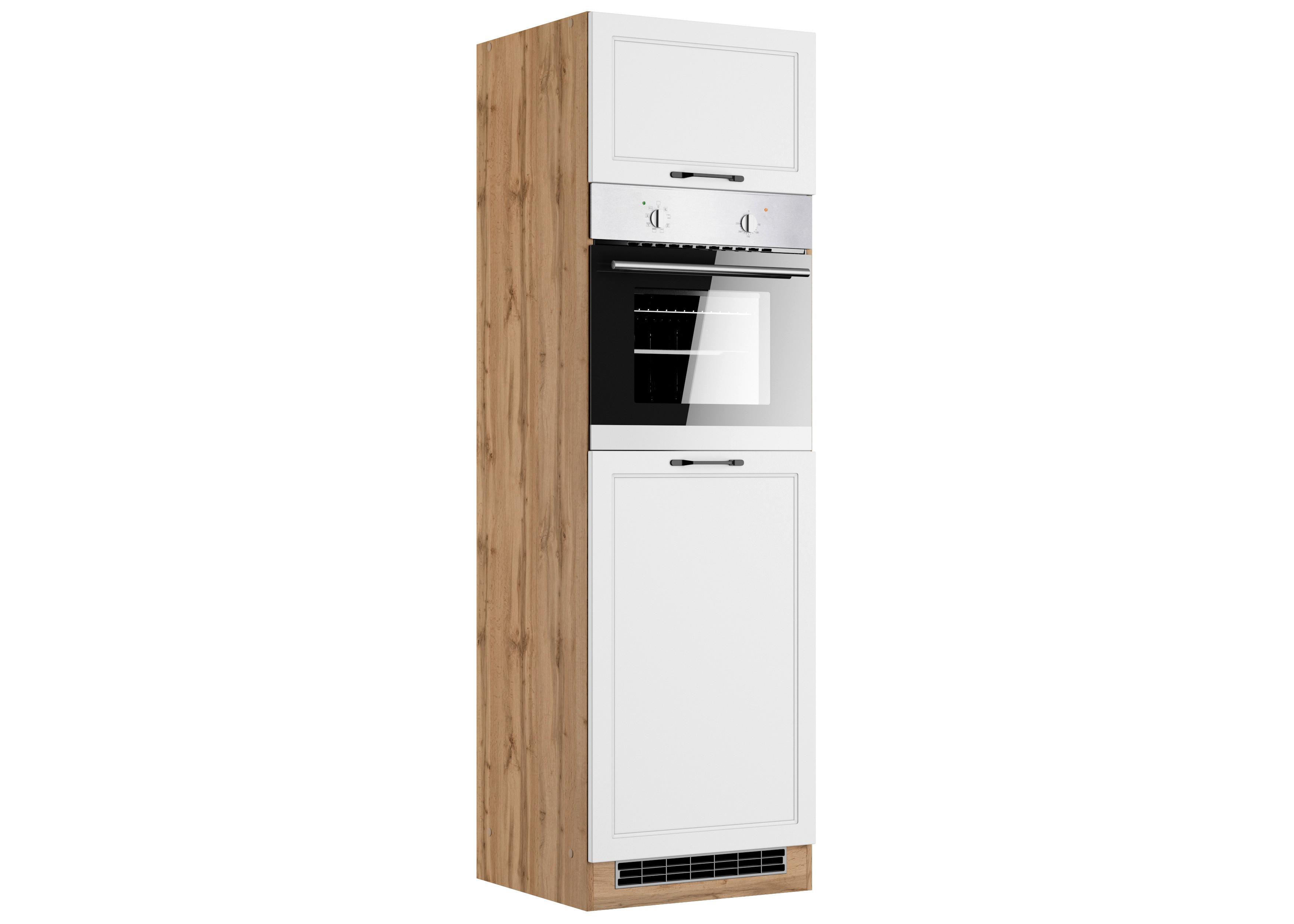 Geräteumbauschrank Meran B: 60 cm Weiß/Eiche Dekor - Eiche Wotan/Weiß, LIFESTYLE, Holzwerkstoff (60/200/60cm) - Held
