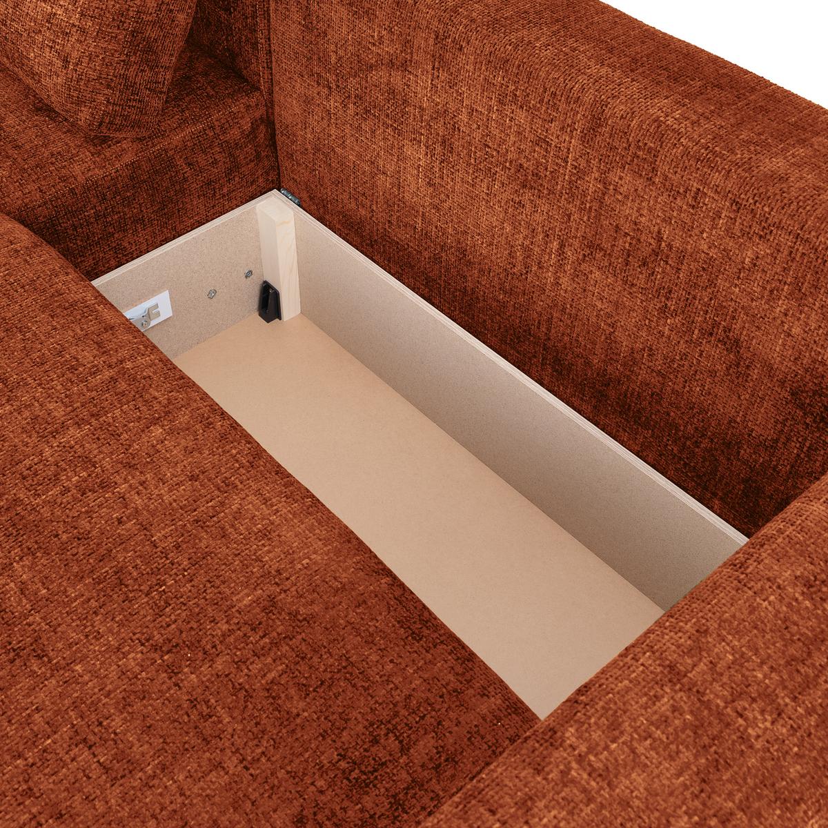 Ecksofa Dallas - Rostfarben/Schwarz, MODERN, Holz/Kunststoff (173/258cm)
