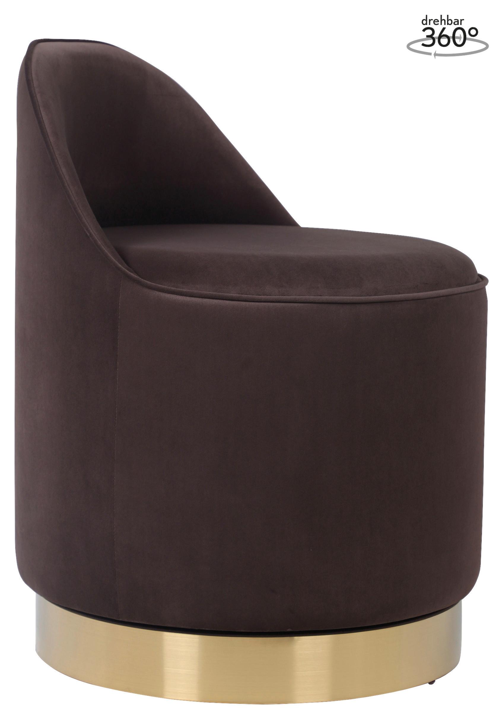 Drehhocker Viktor 125 Braun D: 52 Cm - Goldfarben/Braun, Design, Textil/Metall (52/68cm) - Kayoom