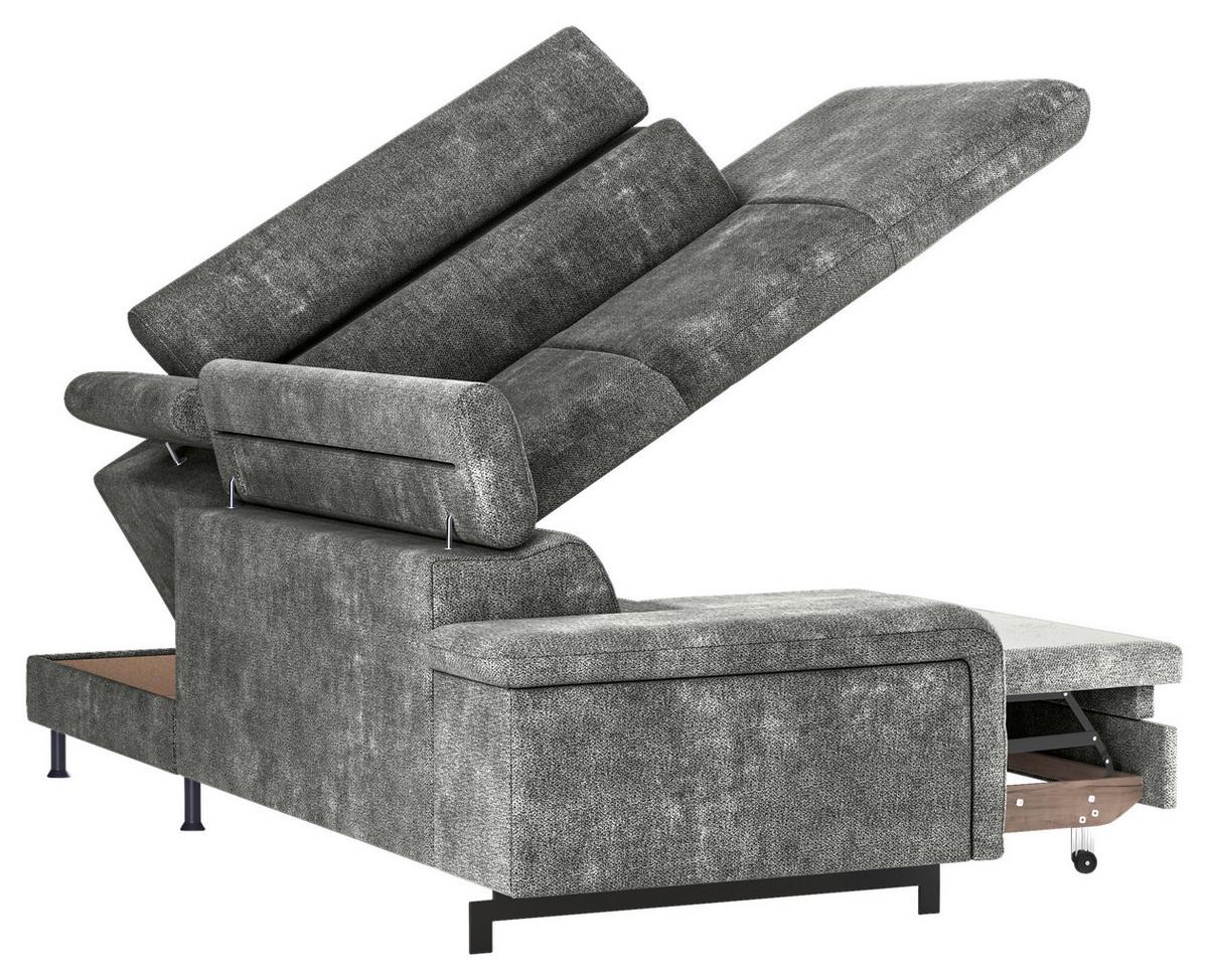 Ecksofa mit Bettkasten Emma Grau 262x215 cm - Schwarz/Grau, Textil (262/215cm) - MID.YOU