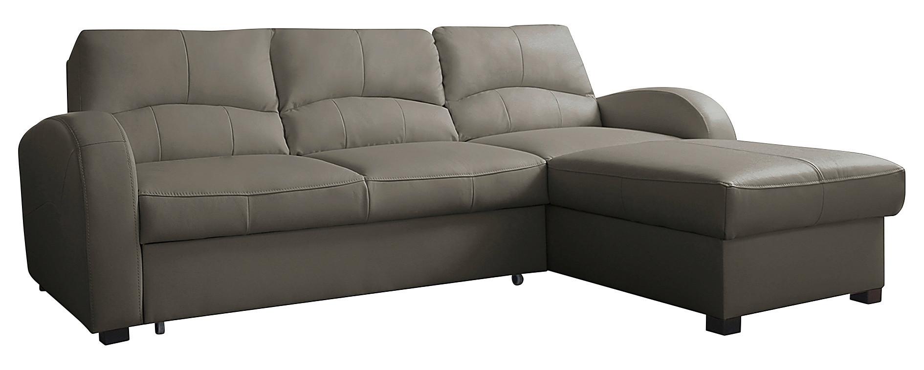 Ecksofa Tilo Schlammfarben S: 227 cm - Schlammfarben/Schwarz, Design, Leder/Textil (227/168cm) - Livetastic