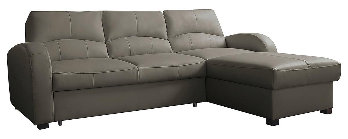 Ecksofa Tilo Schlammfarben S: 227 cm - Schlammfarben/Schwarz, Design, Leder/Textil (227/168cm) - Livetastic