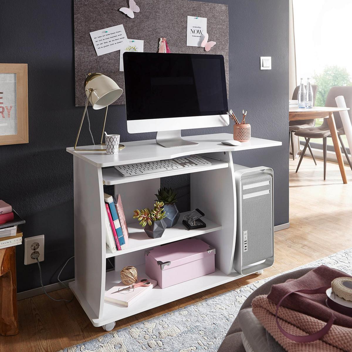 Psací stůl diana bílý - bílá, Konvenční, kompozitní dřevo/plast (50/90/71cm) - MID.YOU