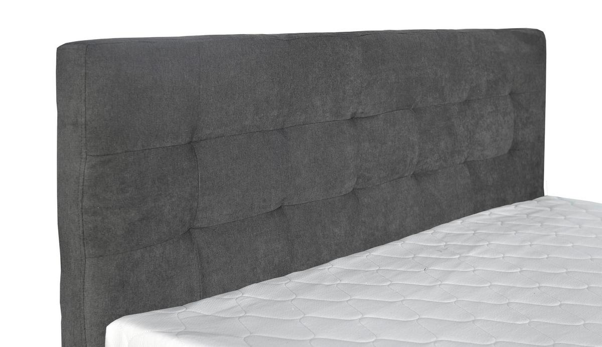 Boxspringbett mit Topper 180x200 Oregon - Dunkelgrau/Schwarz, KONVENTIONELL, Textil (180/200cm)