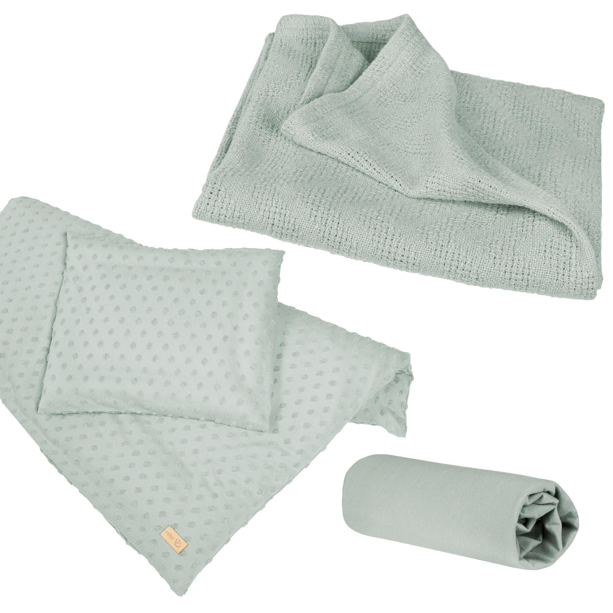 Bettwäschegeschenkset green Bio Jersey 3-Teilig. Set - Grün, MODERN, Textil - Roba