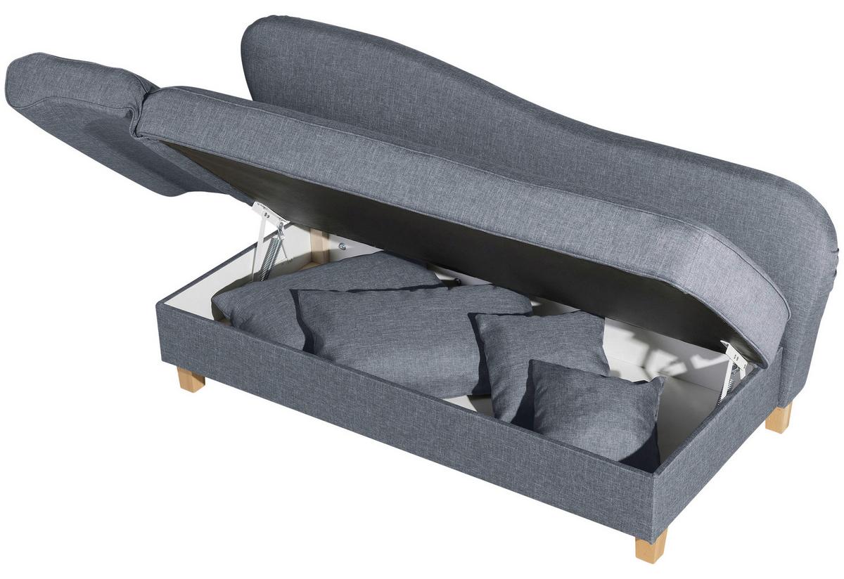 Recamiere Selma Blau Links mit Bettkasten+schlaffunktion - Blau, Design, Textil (190/88/82cm) - Max Winzer