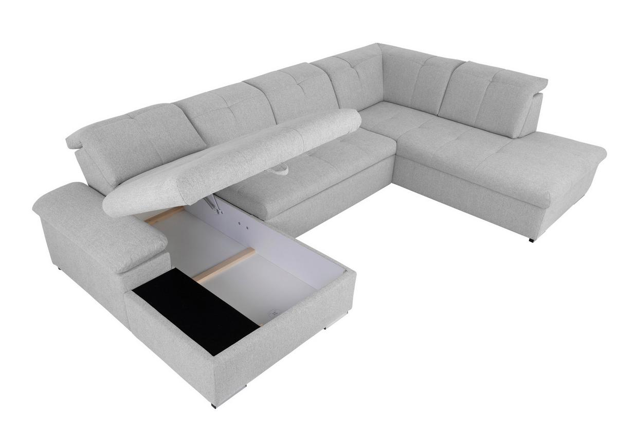 Wohnlandschaft Ramzes Hellgrau U: 173x328x215 cm - Hellgrau/Grau, Design, Textil (173/328/215cm) - MID.YOU