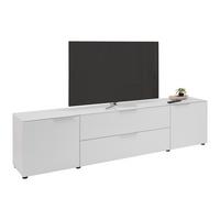 TV komoda Siena sklo, bílá - bílá/černá, Moderní, kov/kompozitní dřevo (226/55/40cm) - Premium Living