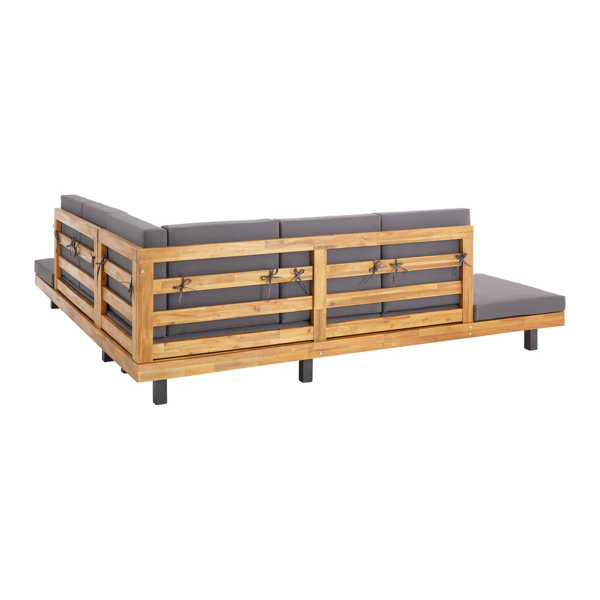 Zahradní sedací souprava GIANNY - šedá/barvy akácie, Moderní, kov/dřevo (232/72/72cm) - Bessagi Garden