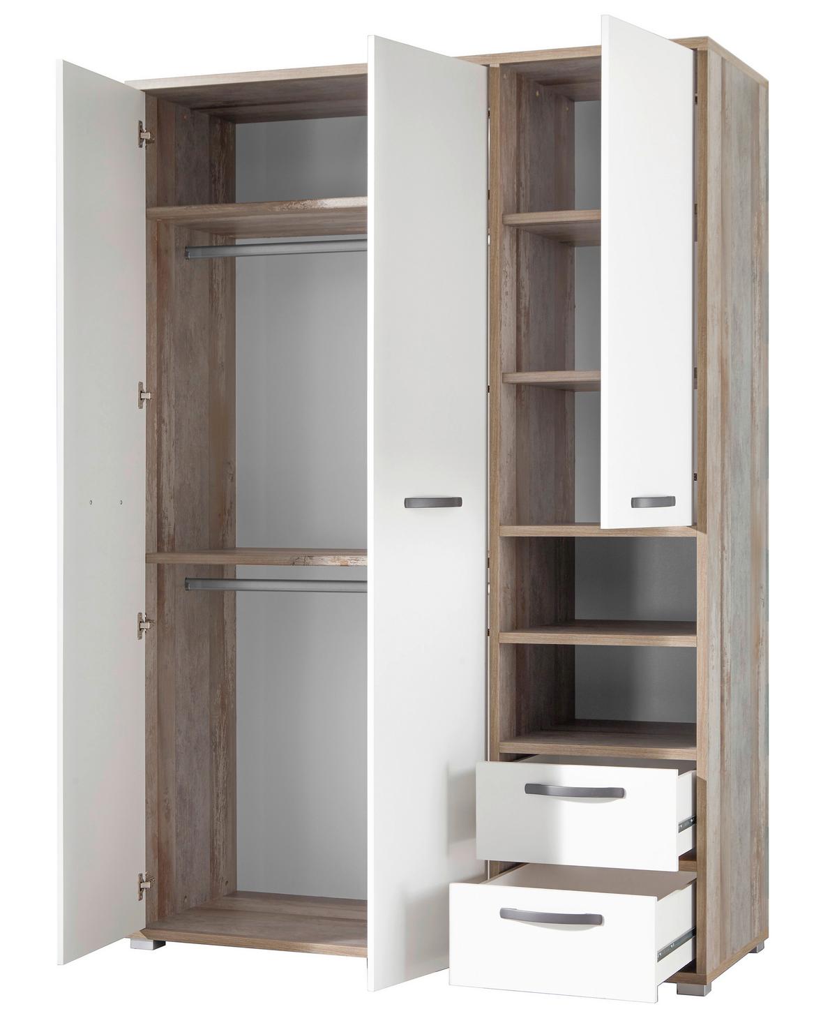 Skriňa s otočnými dverami MOON 138 cm - hnedá/sivá, Modern, kompozitné drevo/plast (138/201/57cm) - MID.YOU