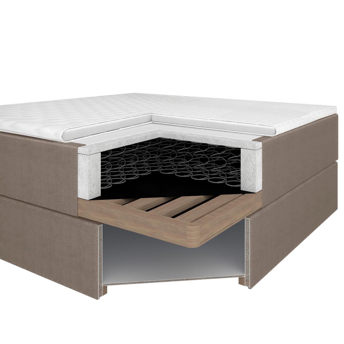 Boxspringová postel MONZA 160x200, hnědá - barvy dubu/hnědá, Moderní, dřevo/textil (160/200cm) - Bessagi Home