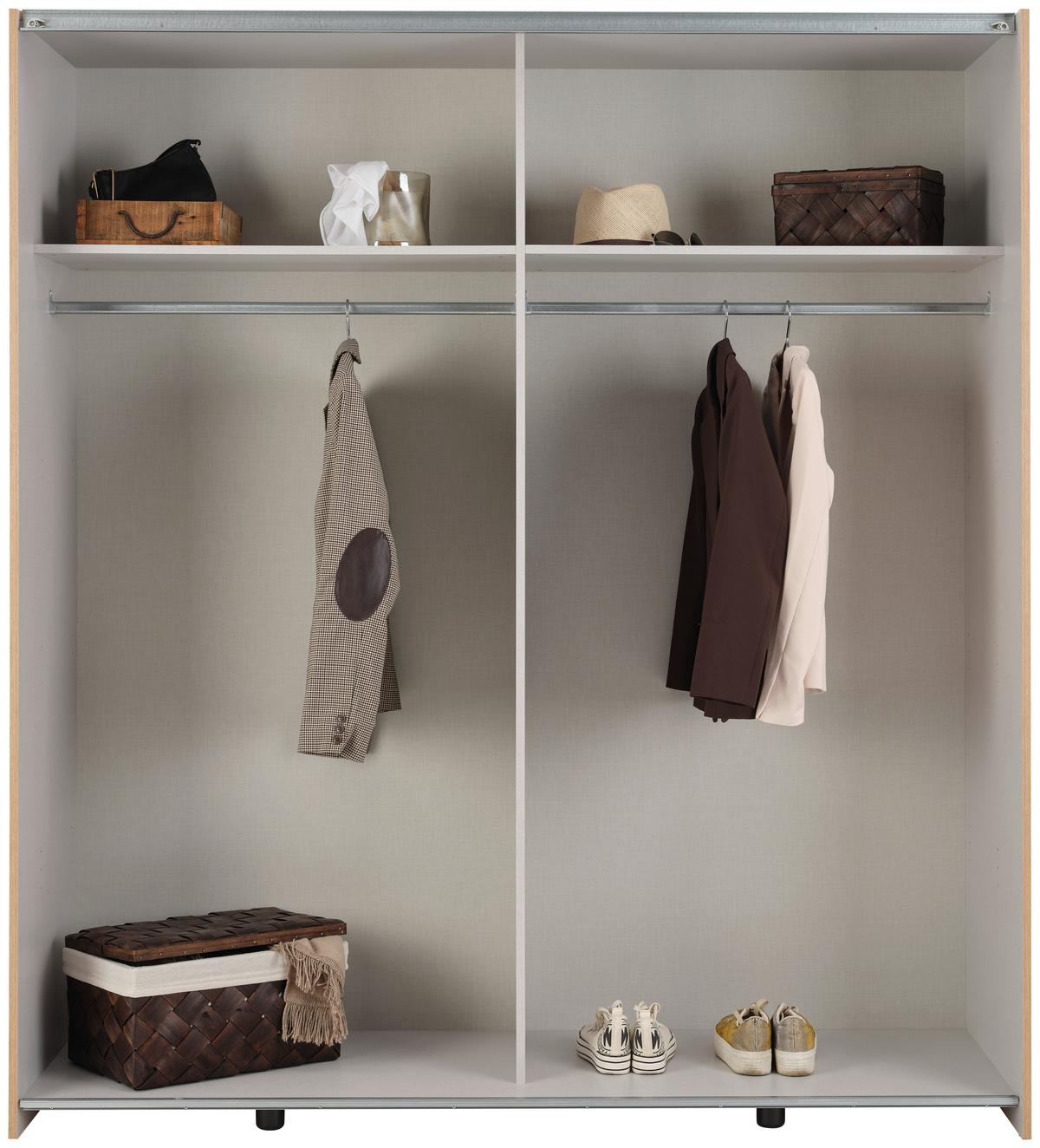 Schwebetürschrank Time, Weiß Eiche Artisan Dekor, B: 170 cm - Eichefarben/Weiß, Basics, Holzwerkstoff (170/190/59cm)