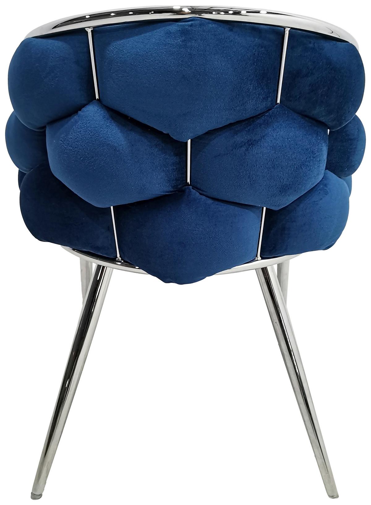 Armlehnstuhl-Set Grace 125 - Blau/Silberfarben, MODERN, Textil/Metall (65/79/61cm) - Kayoom