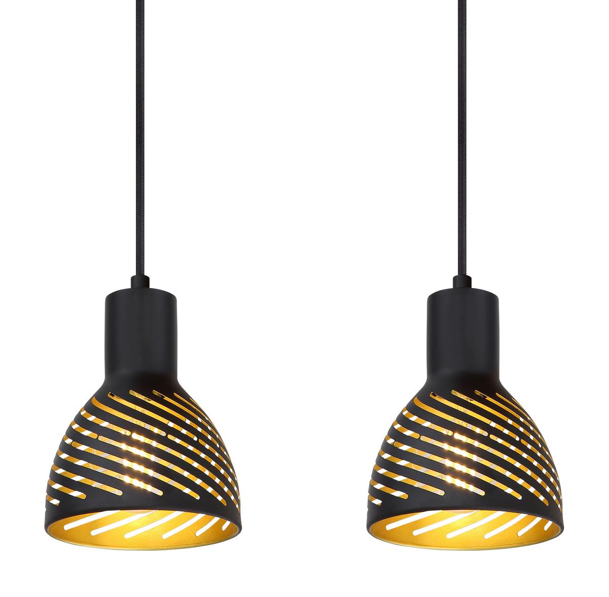 Hängeleuchte H: 120 cm 4-Flammig, Schwarz/Goldfarben - Goldfarben/Schwarz, Basics, Metall (90/12,5/120cm) - Globo