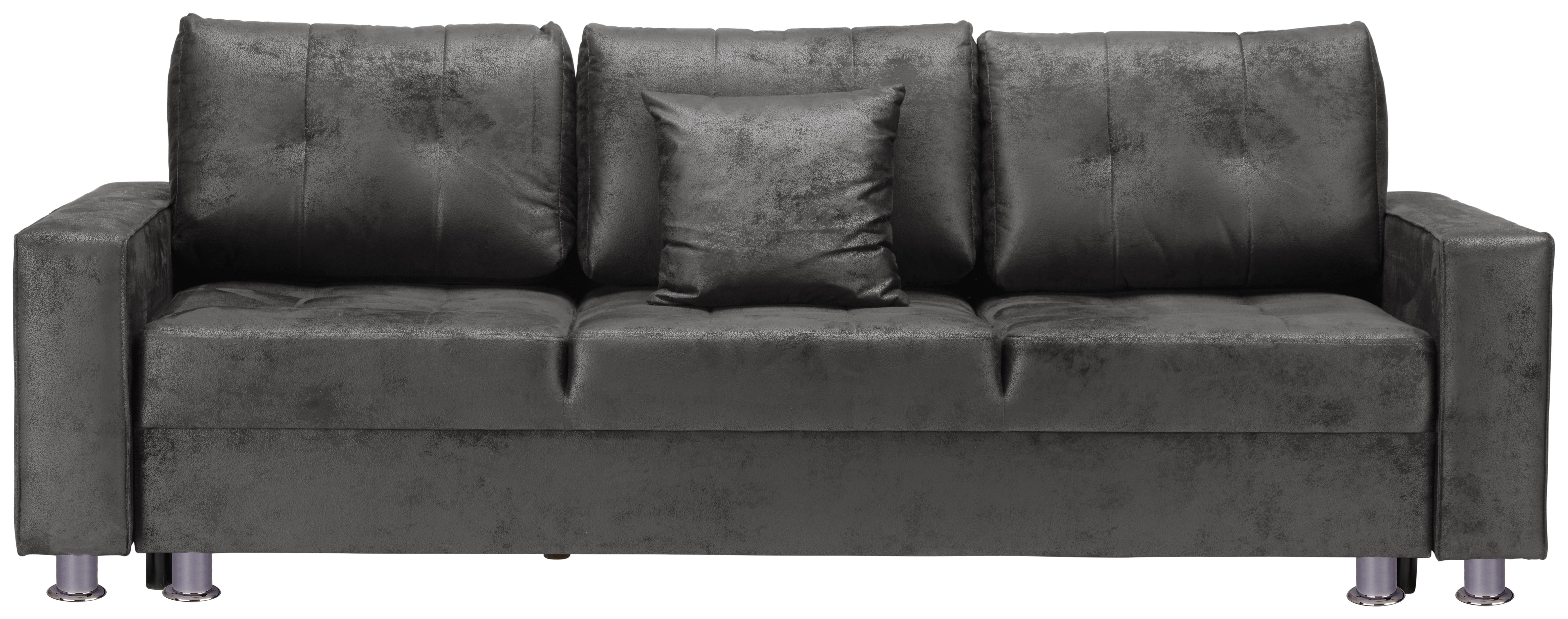 3-Sitzer-Sofa mit Bettkasten + Schlaffunktion Francesco Grau - Chromfarben/Dunkelgrau, MODERN, Textil (236/86/98cm) - Livetastic