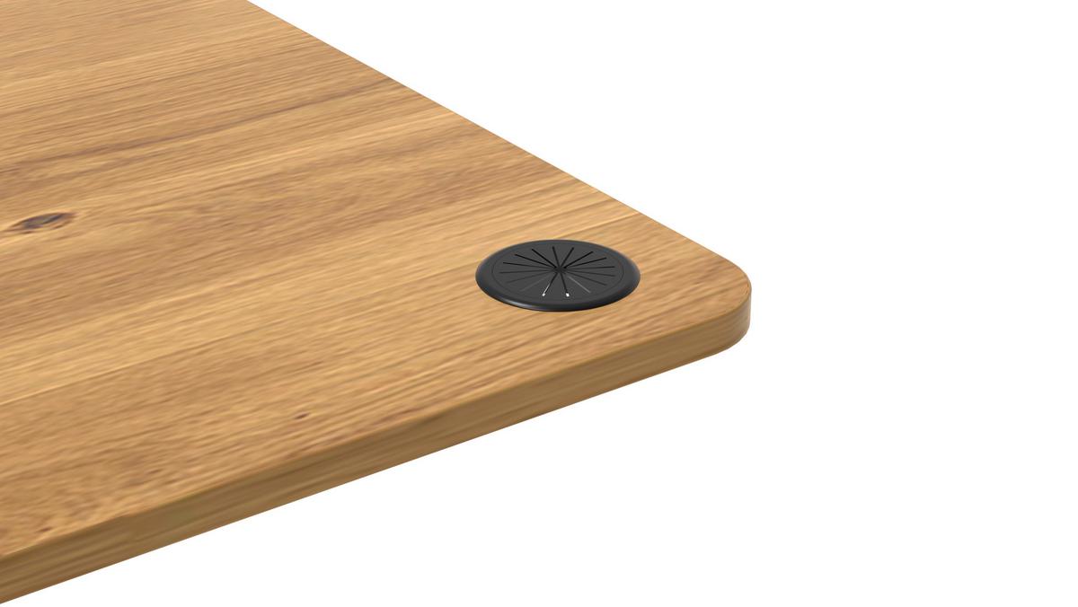 Eckschreibtisch Nimi Schwarz/Eiche L: 160cm - Plankeneiche/Schwarz, MODERN, Holzwerkstoff/Kunststoff (160/140/72-117cm) - Livetastic
