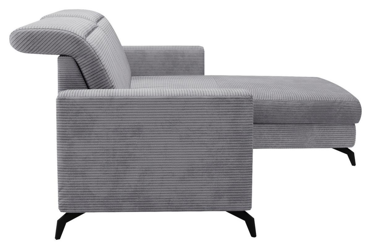 Ecksofa Bolero hellgrau m. Kopfteilverstellung 290x178 cm - Hellgrau/Schwarz, KONVENTIONELL, Textil (290/178cm) - Sit & More