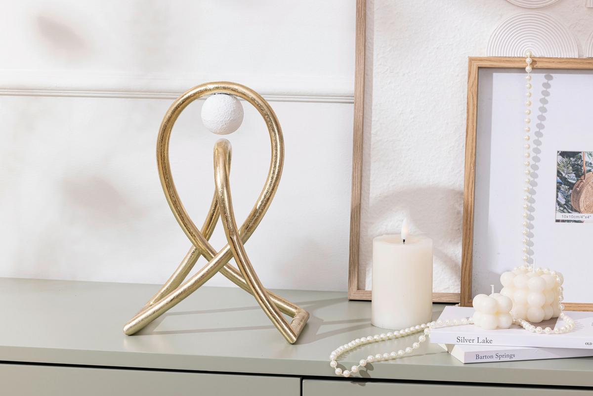 Skulptur Otto - Goldfarben/Weiß, KONVENTIONELL, Metall (20,5/15/30cm) - Luca Bessoni