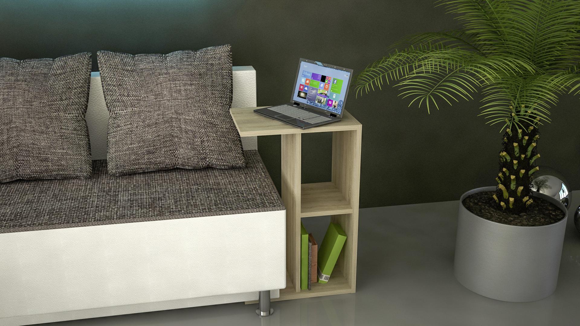 Couchtisch Holz Mit Fächer Nachto-Stand, Eiche Dekor - Eichefarben, Basics, Holzwerkstoff (40/30/63cm) - MID.YOU