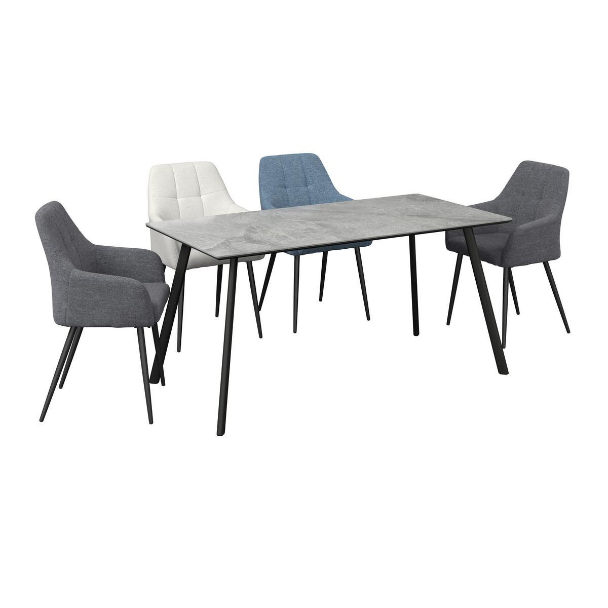 Étkezőasztal George 160 - fekete/szürke, Trend, faalapú anyag/fém (160/80/76cm)