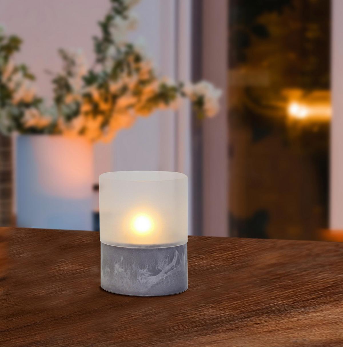 LED svíčka Malina, v: 10cm - šedá, Basics, sklo/keramika (8/10cm) - Modern Living