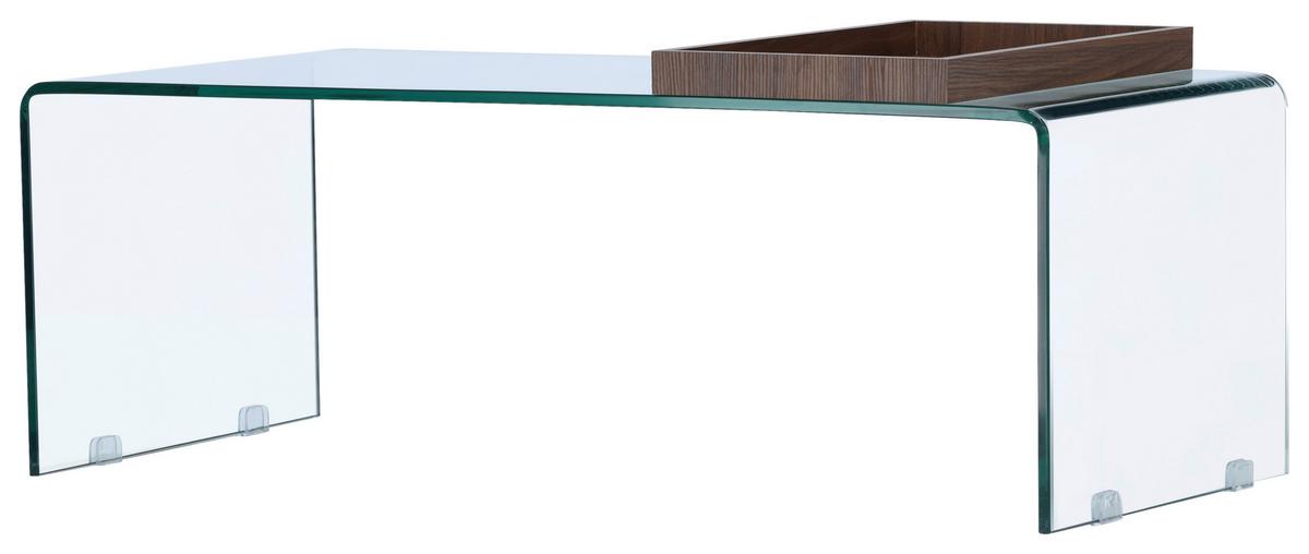 Couchtisch Telemark - Klar/Braun, Design, Glas (110/50/38cm) - Livetastic