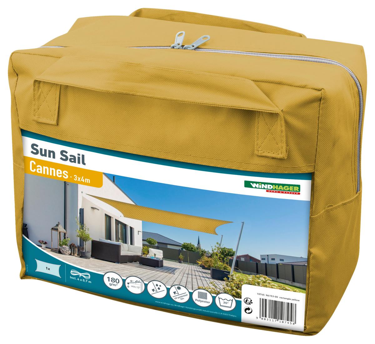 Sonnensegel Rechteck 3x4 m - Gelb, Basics (300/400cm)