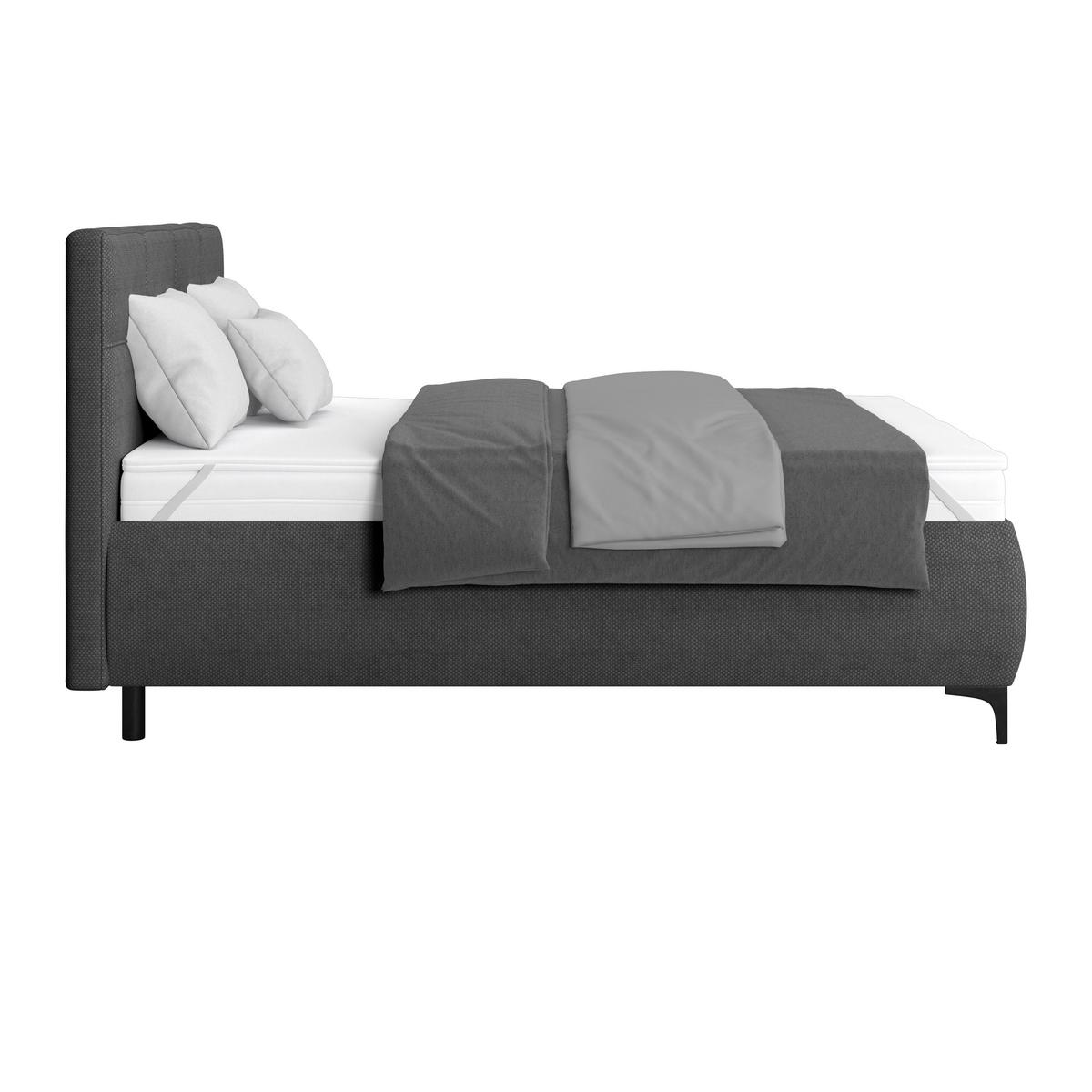 Polsterbett Zeni 140 - Schwarz/Weiß, KONVENTIONELL, Holz/Textil (140/200cm)