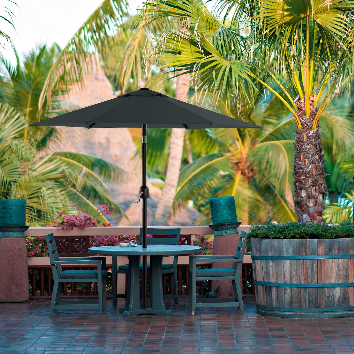 Sonnenschirm Grau Schwarz BxL: 200x200 cm - Schwarz/Grau, Basics, Textil/Metall (200/200cm) - Modante