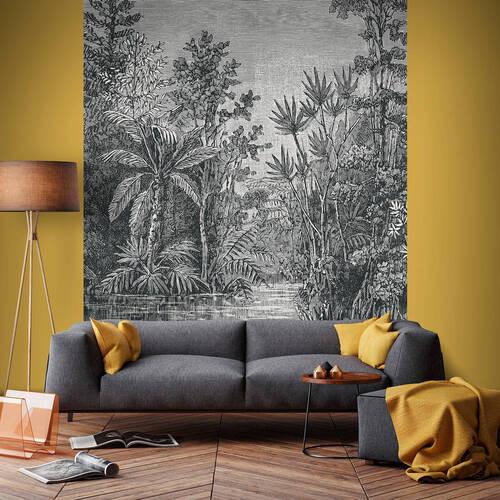 Fototapete Dschungel - Schwarz/Weiß, Basics, Papier/Kunststoff (200/280cm)