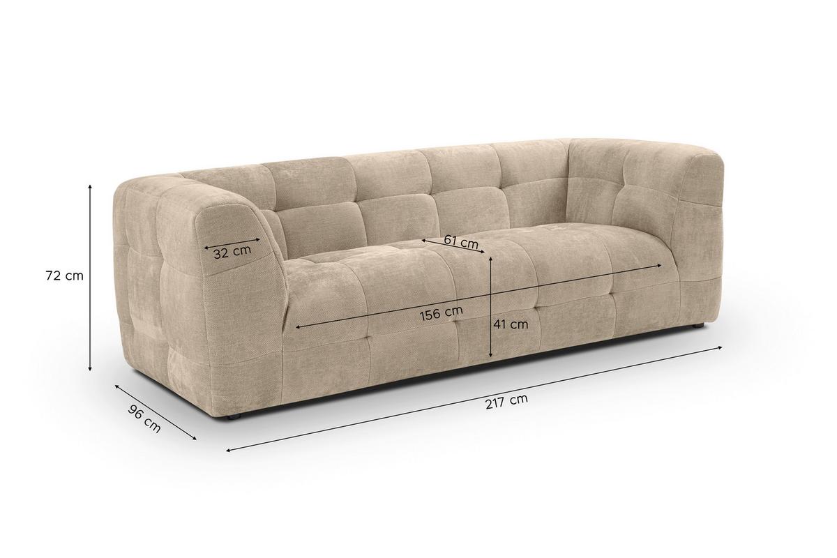 3-Sitzer-Sofa Tenso Beige B: 217cm - Beige/Schwarz, Basics, Holz/Textil (217/72/96cm) - MID.YOU