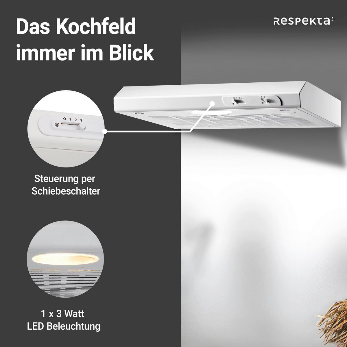 Dunstabzugshaube Suna Weiß B: 50 cm, Led - Weiß, Trend, Metall (50/7,6/47cm) - Respekta