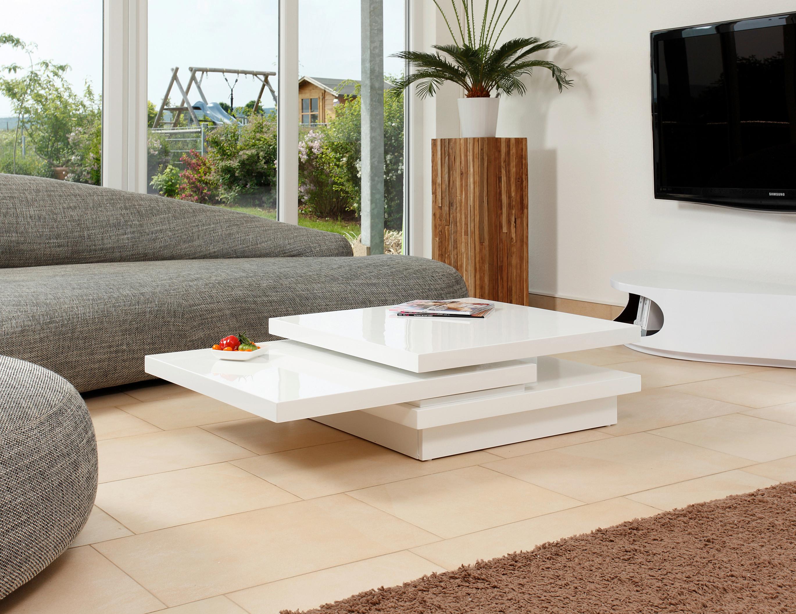 Couchtisch Weiß B: 80 Cm - Weiß Hochglanz, Design, Holzwerkstoff (120/80/30cm) - Livetastic