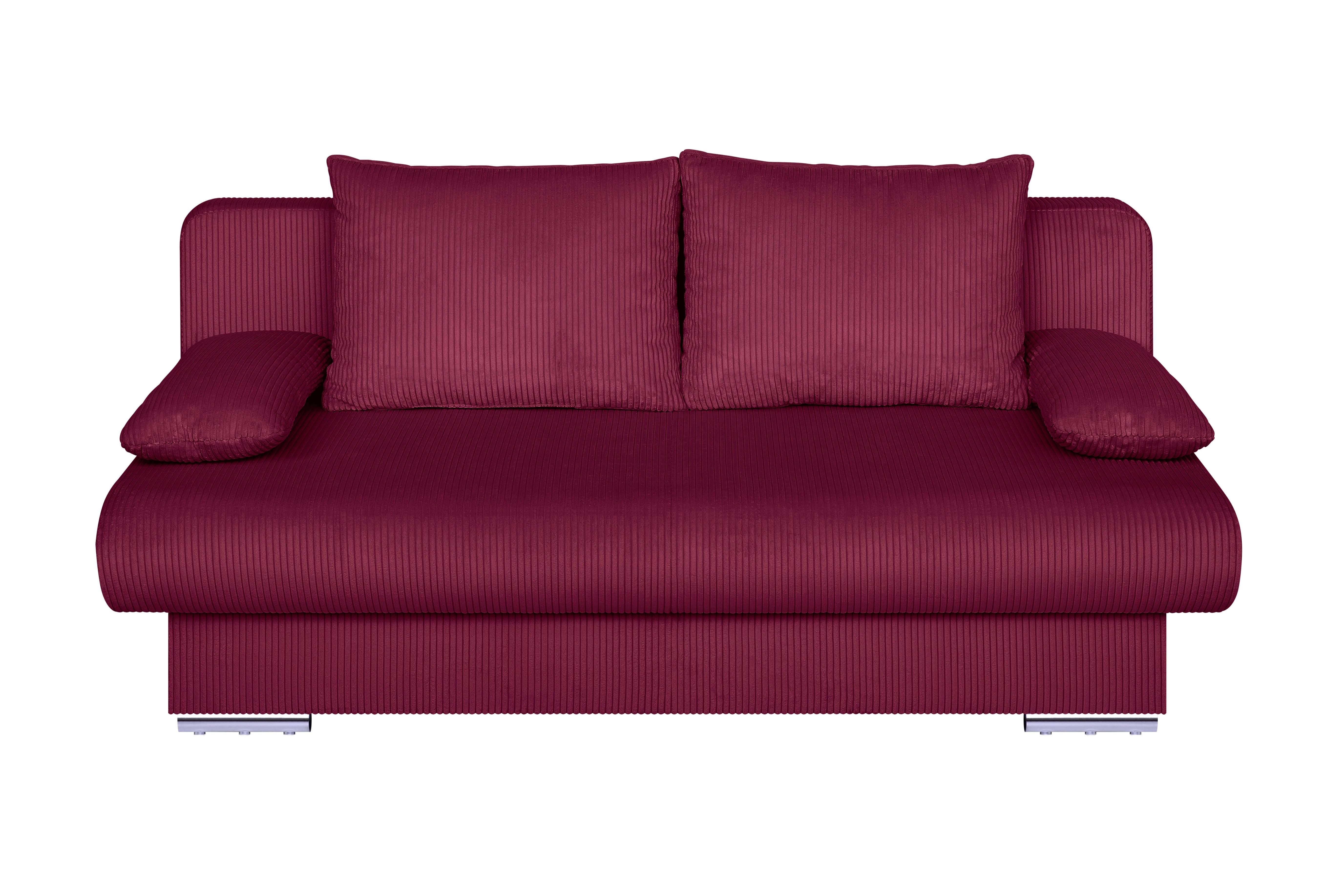 Schlafsofa Bora Rot B: 193 cm - Chromfarben/Rot, Design, Holzwerkstoff/Textil (193/86/85cm) - P & B