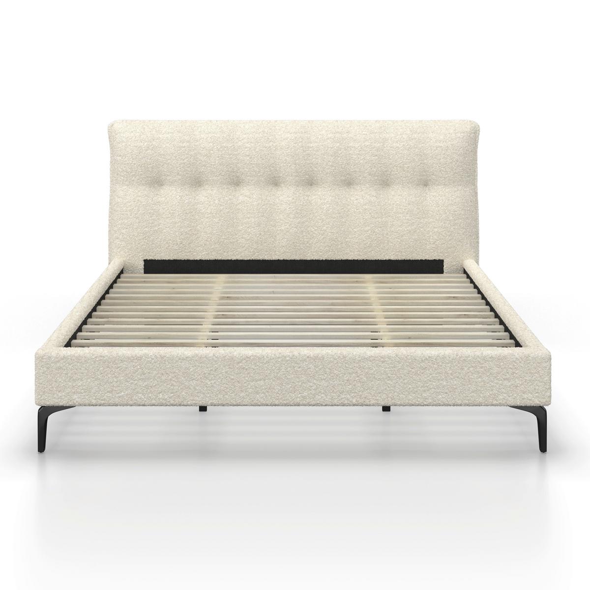 Čalúnená posteľ CLEA 180x200, krémová - svetlohnedá/čierna, Modern, kov/drevo (180/200cm) - Bessagi Home