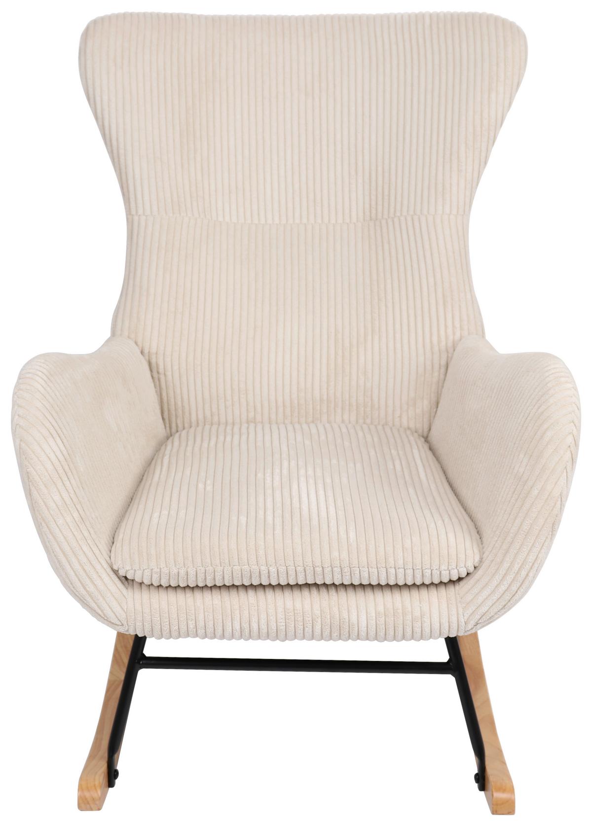 Schaukelstuhl mit Armlehnen Granny Stoffbezug Creme - Creme/Naturfarben, MODERN, Holz/Textil (67/92/85cm)
