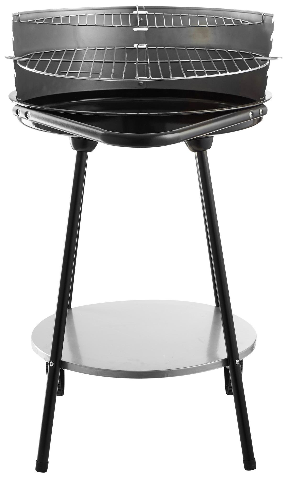 Holzkohlegriller El Toro mit Rollen + Grillrost - Schwarz Hochglanz, Basics, Metall (52/84cm)