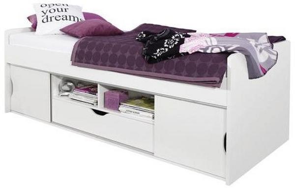 Erhöhtes Bett mit integriertem Stauraum