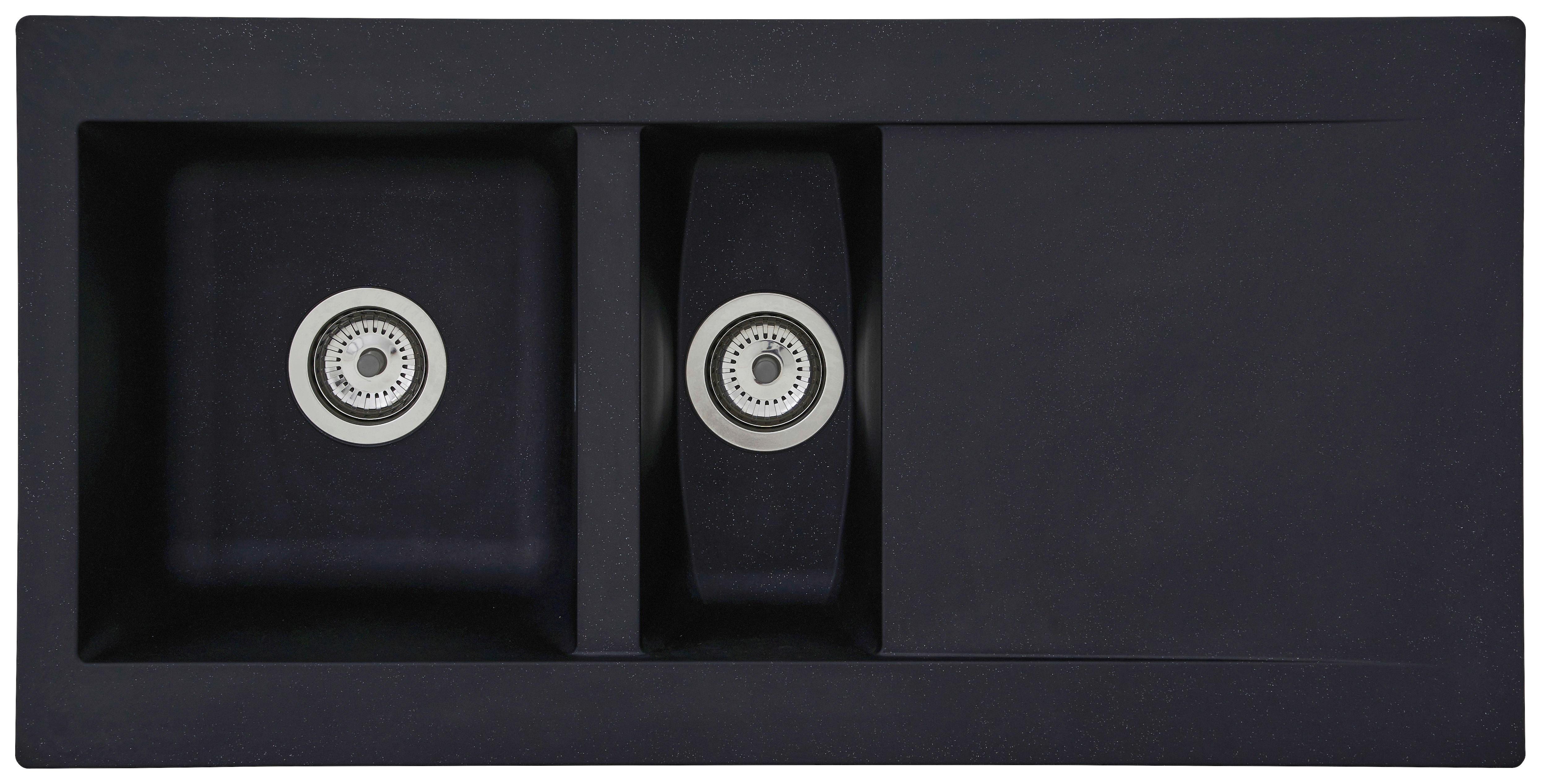 Spüle Respekta Denver Kunststein Bxt: 100x50 cm - Schwarz, Trend, Glas/Kunststoff (100/20/50cm) - Respekta